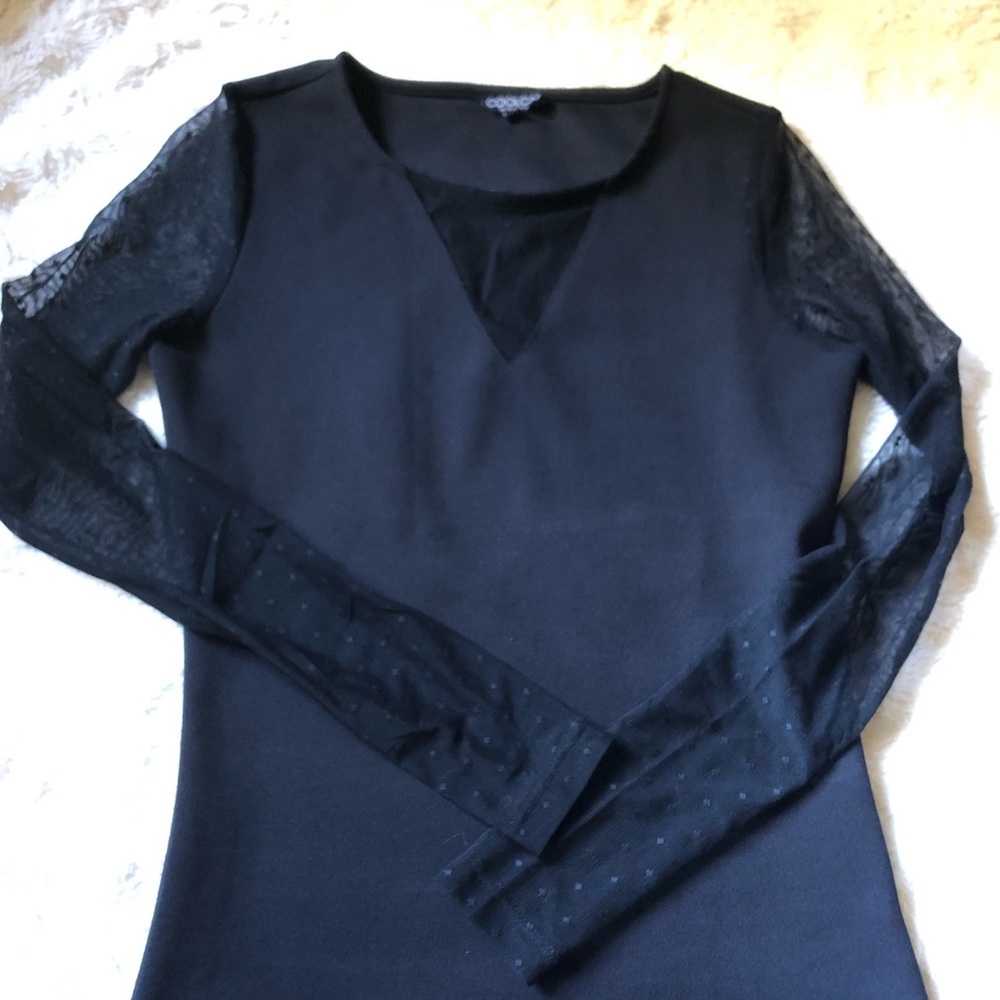 Sexy Black Top With Mesh Sleeves